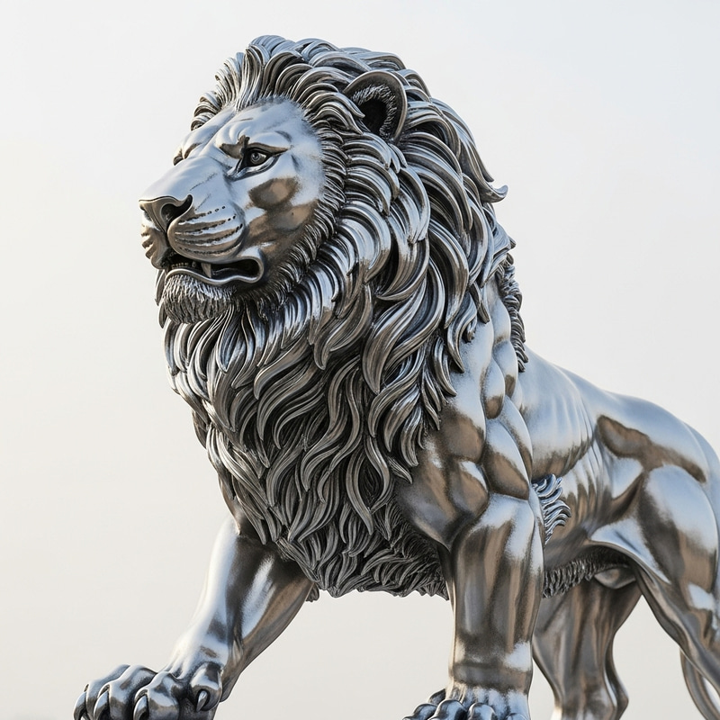 Silver Lion Statue: Capturing Elegance in Gleaming Metal Silver Lion Statue: Capturing Elegance in Gleaming Metal