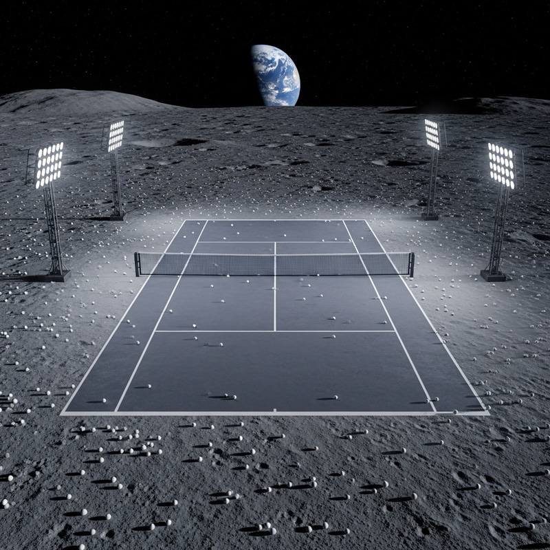 Tennis Court on Moon: Extraordinary Game with High Bounces