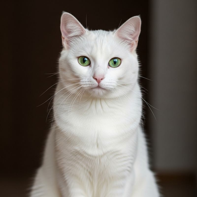 Beautiful White Cat with Green Eyes Beautiful White Cat with Green Eyes