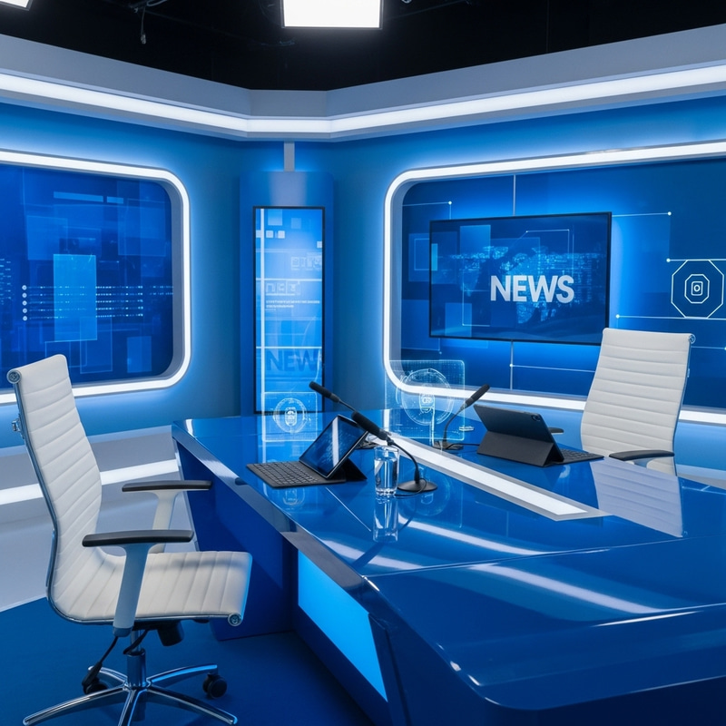 Modern 2024 News Bulletin Set in Blue and White Modern 2024 News Bulletin Set in Blue and White