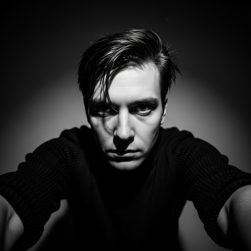 Introspective Psychological Self-Portrait in Gritty Monochrome Introspective Psychological Self-Portrait in Gritty Monochrome