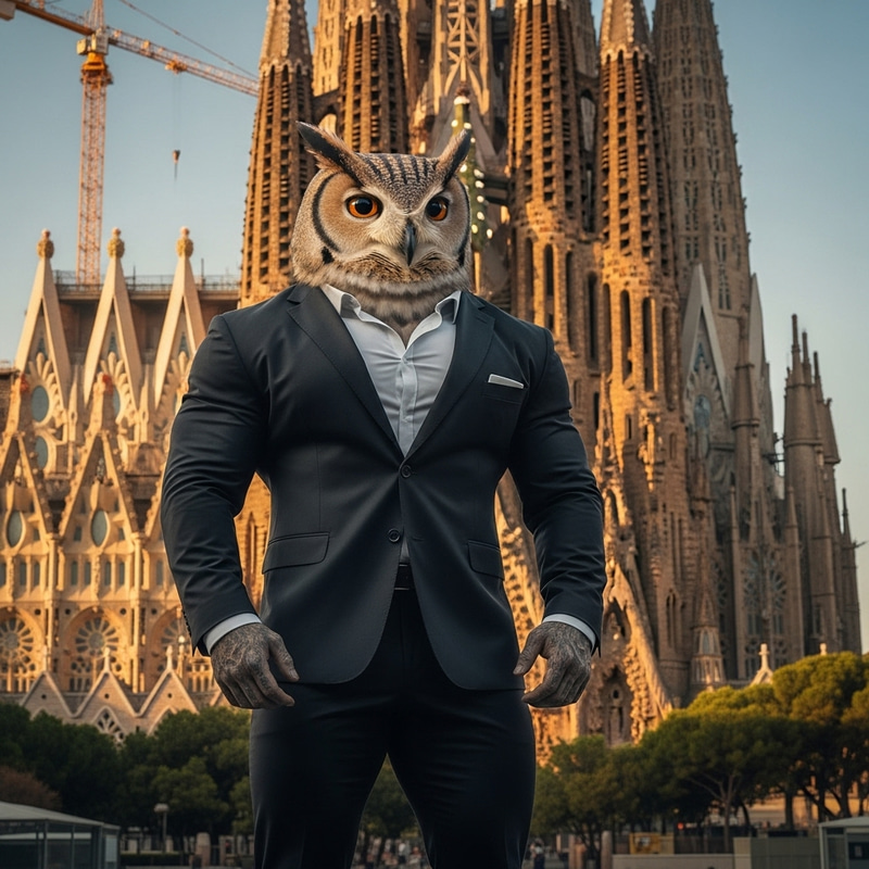 Incredible Creature at Sagrada Familia: Majestic Photo