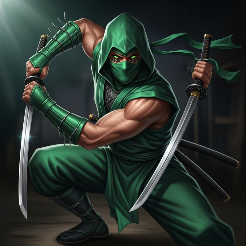 Emerald Ninja Spiderman with Katana Swords | Stealthy Character
