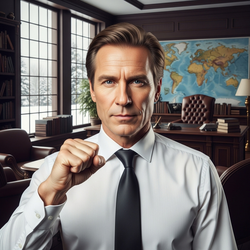 Vladimir Putin Mewing Facial Exercise in Luxurious Office Setting