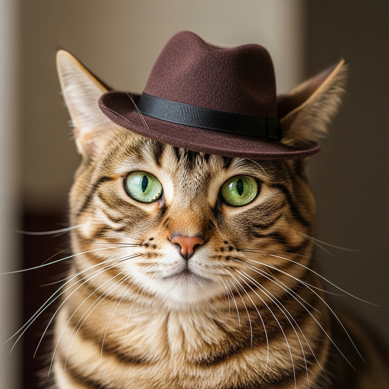Vivid Image: Cat in Hat with Proportional Headwear