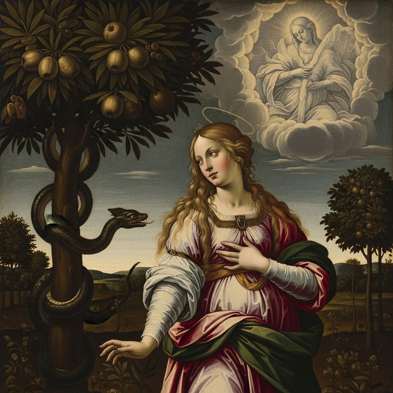 Eve and the Tempting Serpent with Immaculate Conception