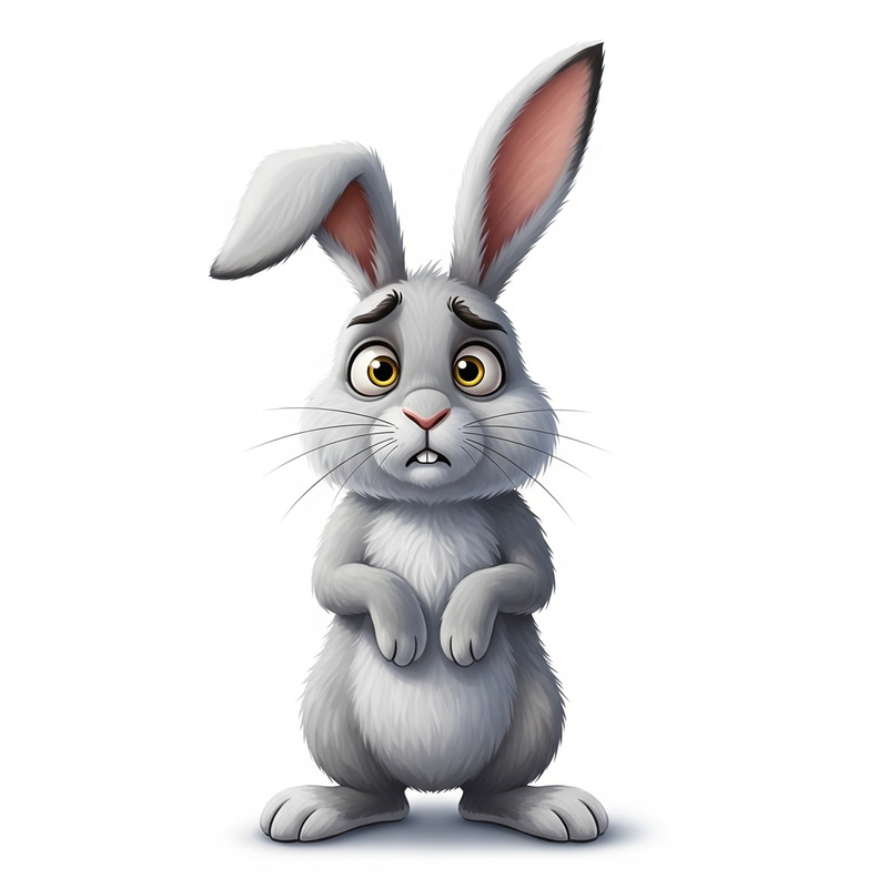 Confused Bugs Bunny: Cute Anthropomorphic Character