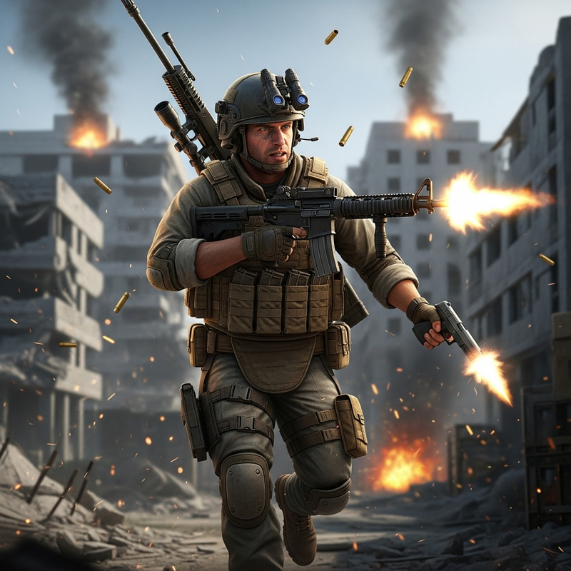 Caucasian Male Counter-Strike Character Supporting Teammates Caucasian Male Counter-Strike Character Supporting Teammates