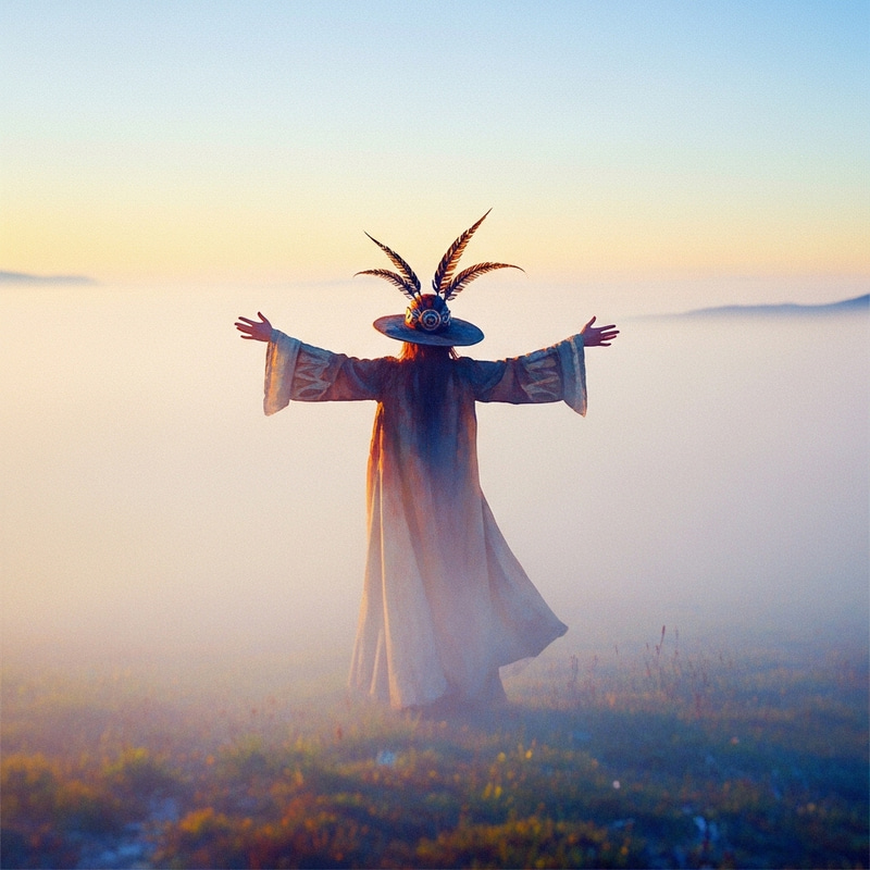 Enigmatic Figure Emerging from Mist - Dramatic Impressionist Art