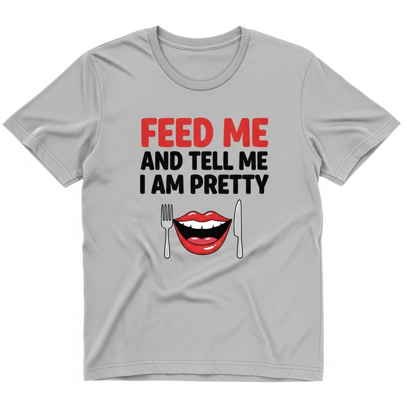 Cute 'Feed Me and Tell Me' Quirky T-Shirt Design Cute 'Feed Me and Tell Me' Quirky T-Shirt Design