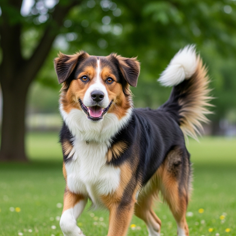 Playful Dog in a Vibrant Green Scene