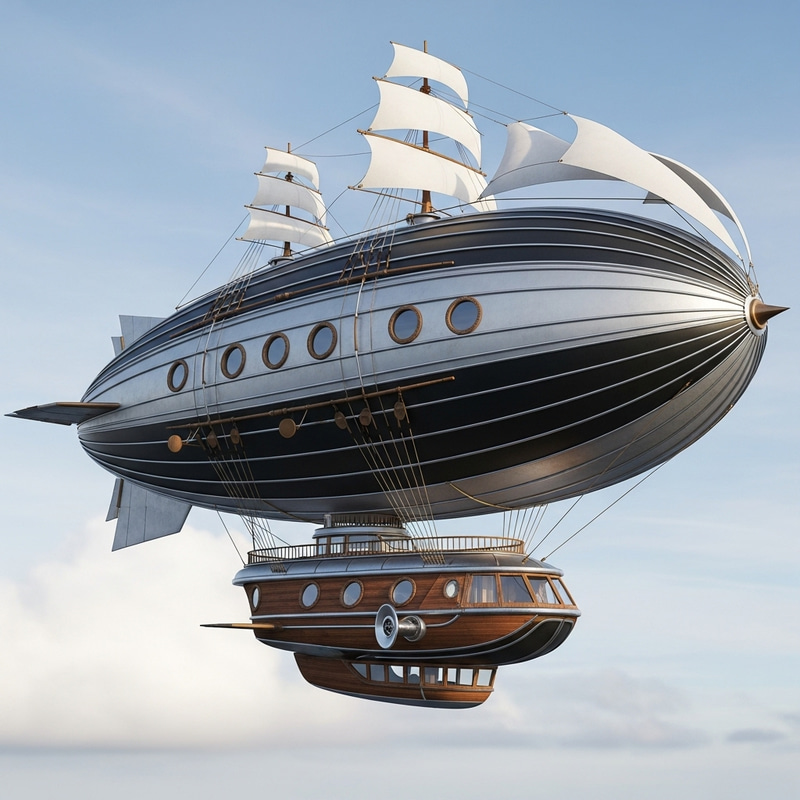 Fashionable Airship with Stylish Vintage Aesthetics