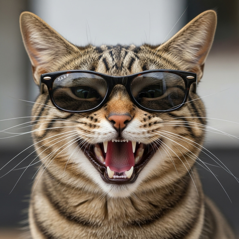 Stylish Cat in Sunglasses Smiling