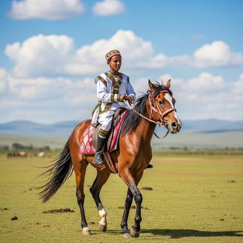 Ethiopian Boy Riding Horse