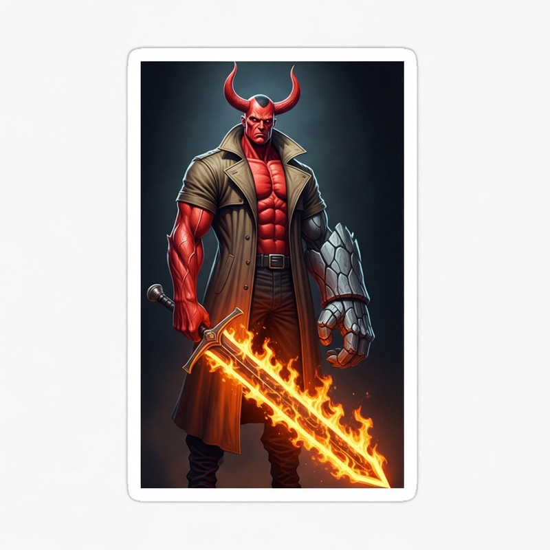 Hellboy Fire Sword Sticker Design