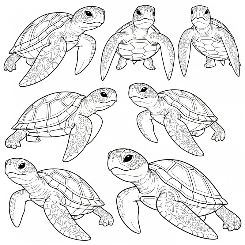 Polynesian Turtle Vector Line Art | Reference Sheet for Tattoo