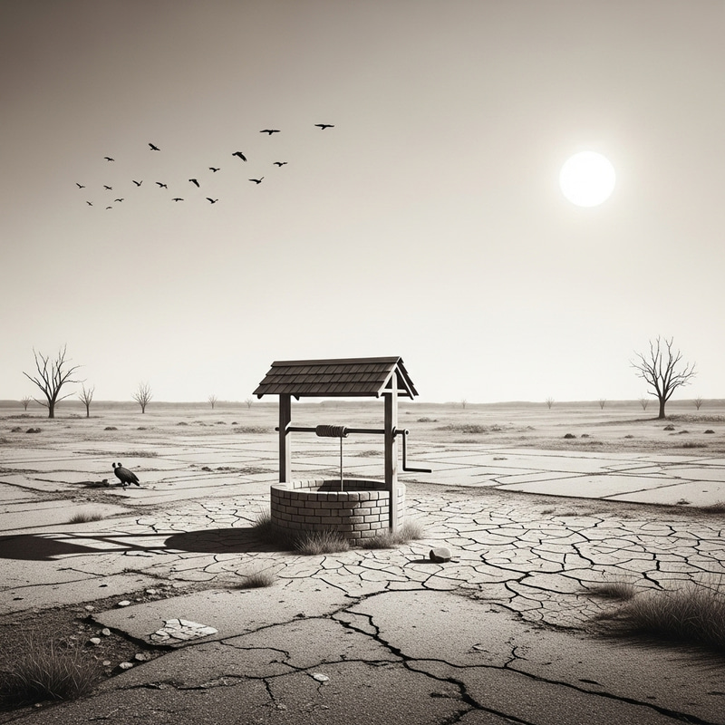 Deserted Wasteland Parched Well Artwork - Sepia Tone Vision Deserted Wasteland Parched Well Artwork - Sepia Tone Vision