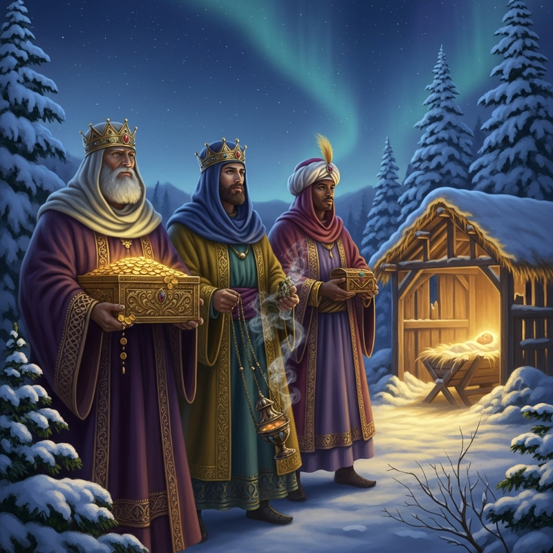 Mystery Kings: Gold, Frankincense, and Myrrh in a Magical Scene