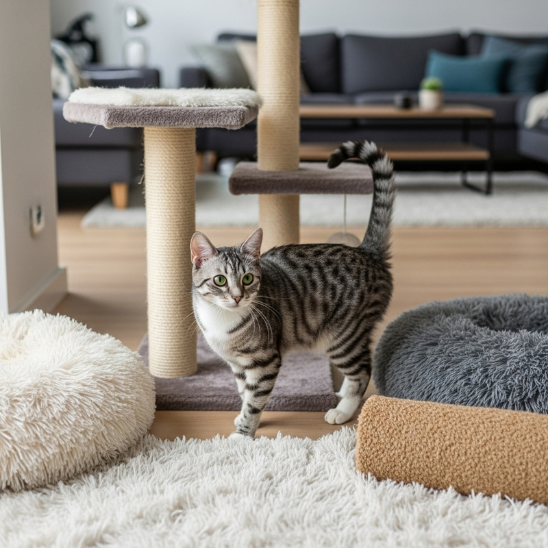 Beautiful Black and White Cat in Stylish Living Room