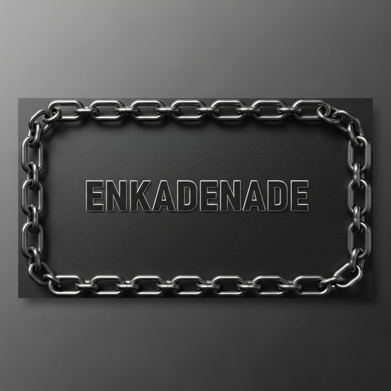 Chains Business Card Design with Bold ENKADENADE Center Text