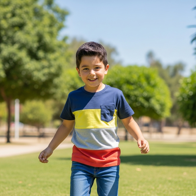 Six-Year-Old Mexican Boy Playing in a Park