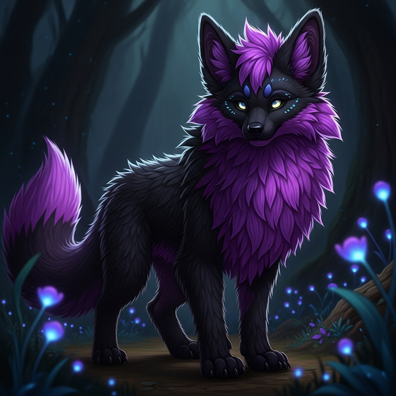 Black and Purple Furry Creature | Noir et Violet Animal Black and Purple Furry Creature | Noir et Violet Animal