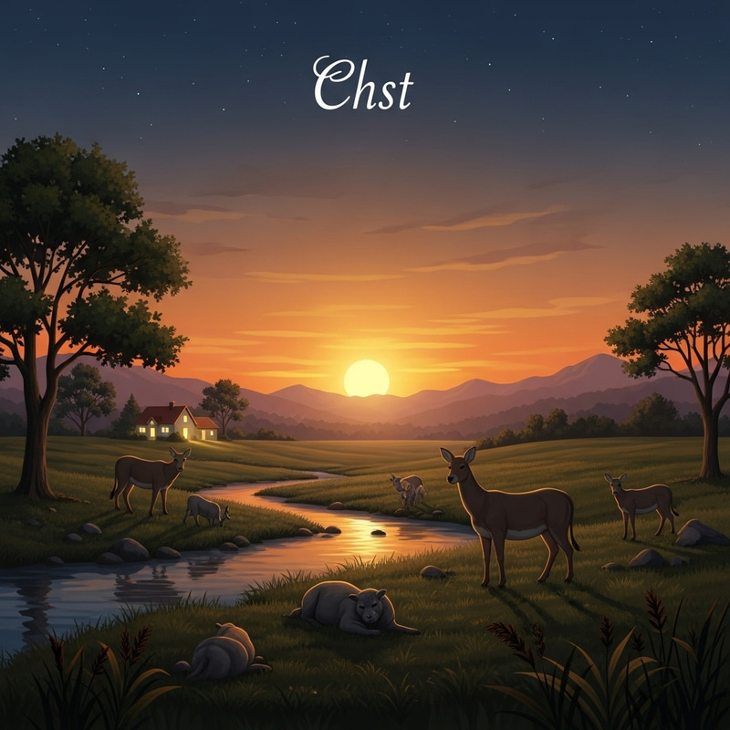 Sleepytime at Sunset: Idyllic Tranquil Nightfall Scene