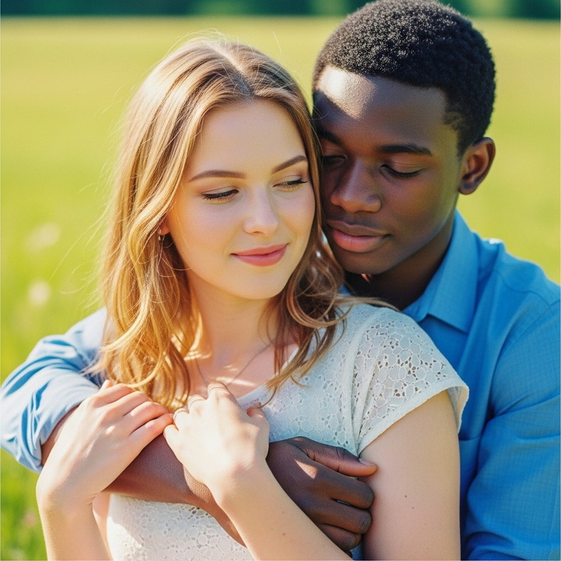 Young Love in a Sunlit Meadow: A Watercolor Romance