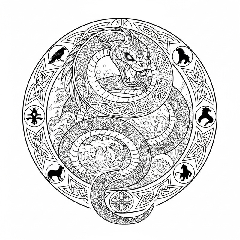 Intricate Midgard Serpent Tattoo Design Inspired by Norse Mythology Intricate Midgard Serpent Tattoo Design Inspired by Norse Mythology