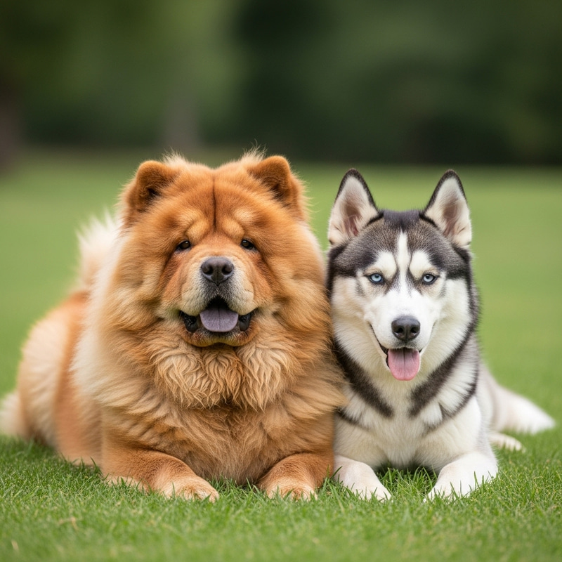 Chow Chow and Husky: Peaceful Co-Existence