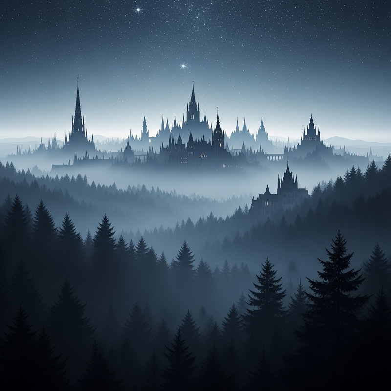 Victorian Cityscape on a Foggy Night