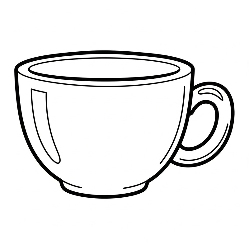 Adorable Cup Coloring Page for Toddlers | Simple & Easy Design