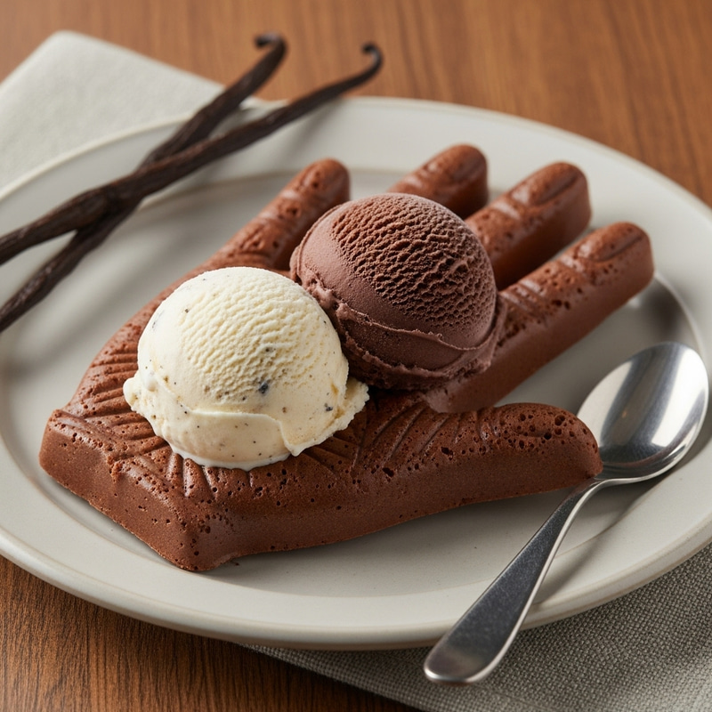 Delicious Ice Cream on Hand-Shaped Chocolate Delicious Ice Cream on Hand-Shaped Chocolate