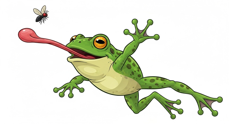 Playful Green Frog in Vibrant Leap - Animated Cartoons Style