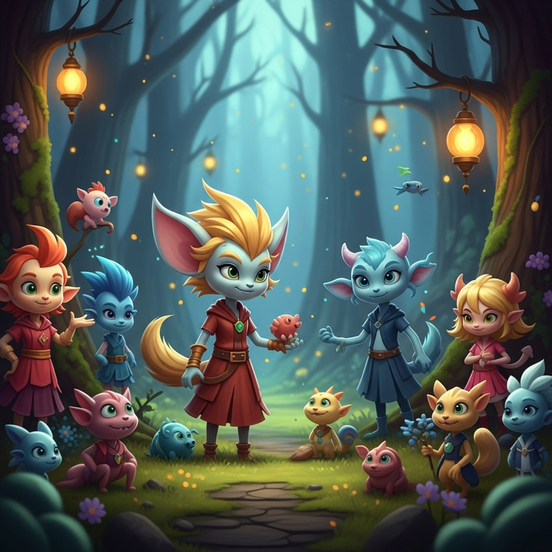 Mystical Forest & Magical Creatures: Vibrant Enchantment