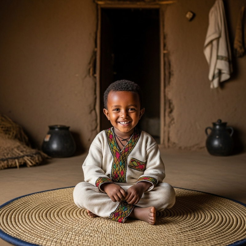Joyful Ethiopian Boy in Traditional Attire Joyful Ethiopian Boy in Traditional Attire