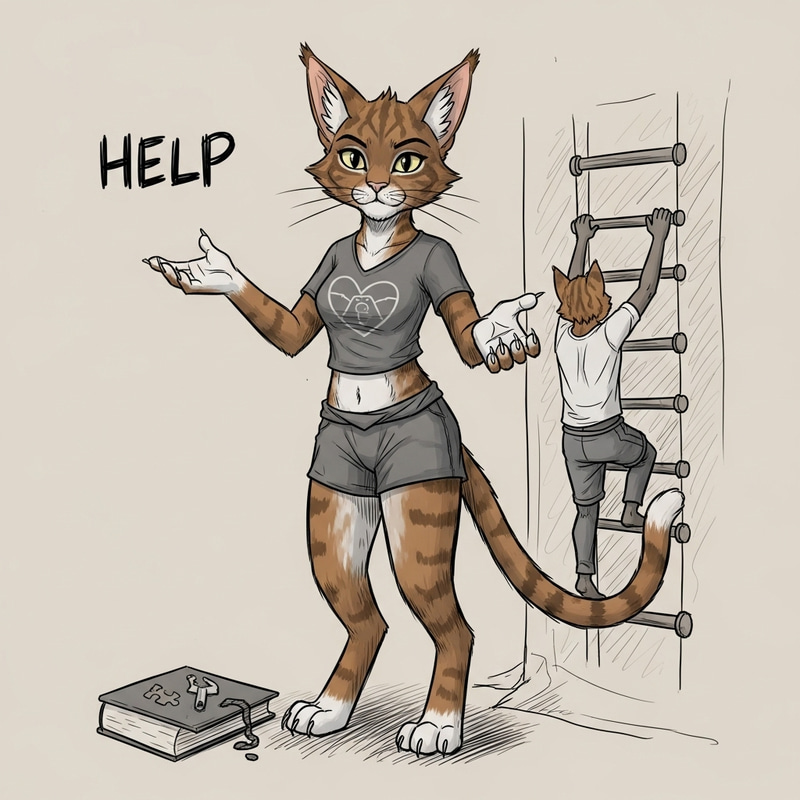 Cat Girl in Short Shirt | Offering Helpful Assistance Cat Girl in Short Shirt | Offering Helpful Assistance