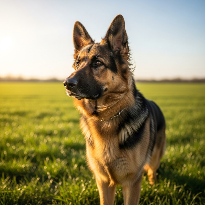 Beautiful German Shepherd Enjoying the Green Field
