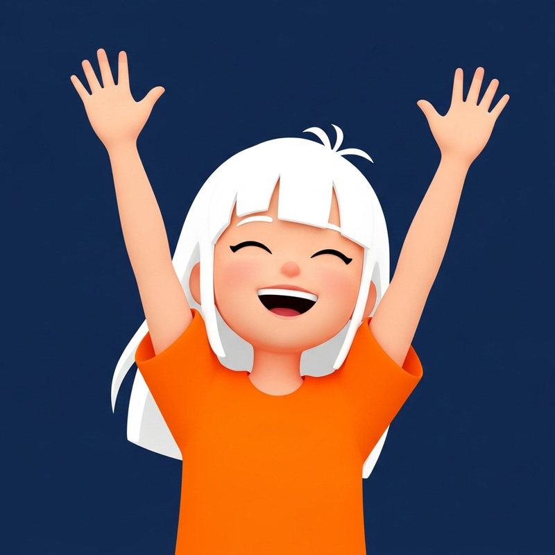 Youthful Girl in Orange Shirt | Simple 3D Animation Style