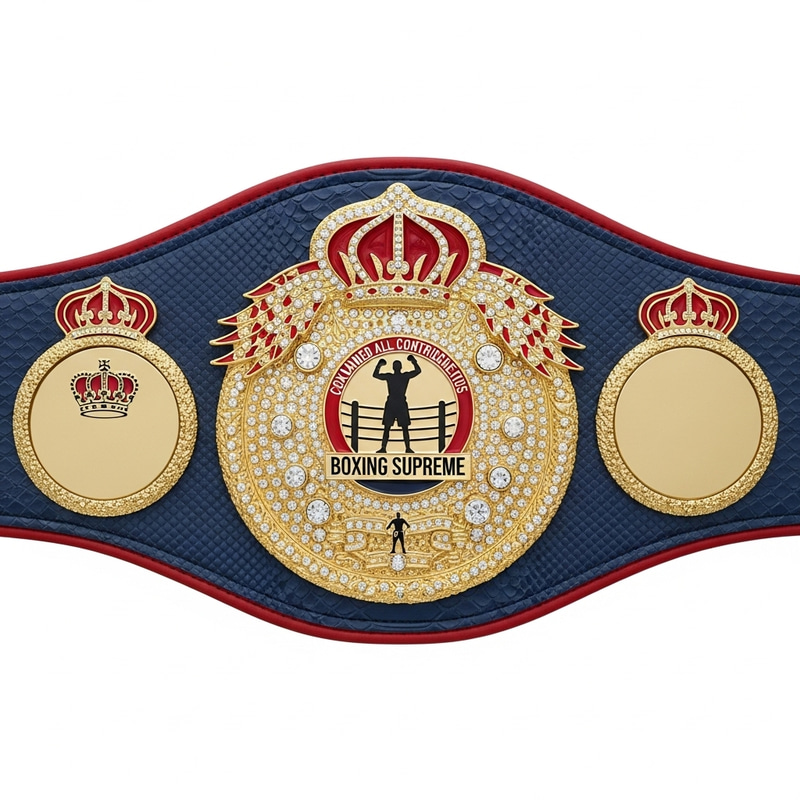 Navy Blue Boxing Championship Belt with Blood Red Trim - King of Boxing Excellence Navy Blue Boxing Championship Belt with Blood Red Trim - King of Boxing Excellence