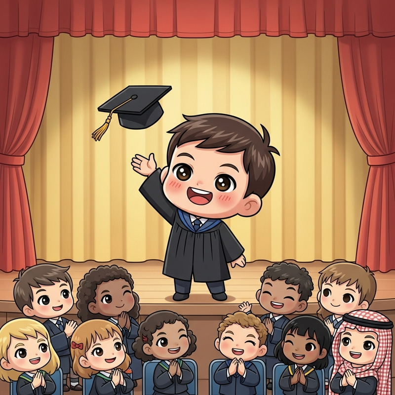 Adorable Chibi Kindergarten Graduate | Joyful Graduation Scene Adorable Chibi Kindergarten Graduate | Joyful Graduation Scene
