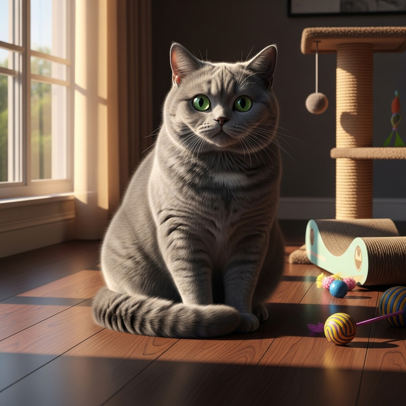 Beautiful British Shorthair Cat in a Serene Setting Beautiful British Shorthair Cat in a Serene Setting