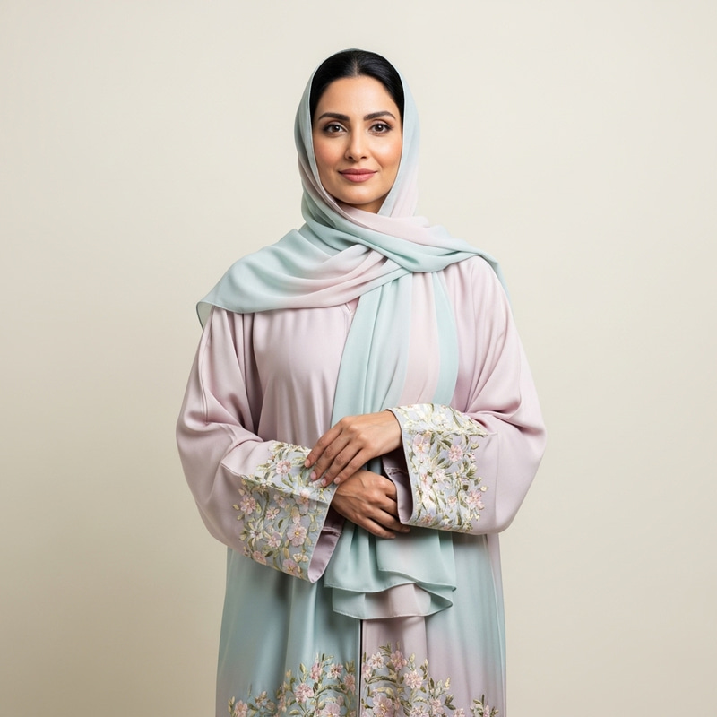 Middle-Eastern Woman in Modest Abaya | Elegant Studio Portrait Middle-Eastern Woman in Modest Abaya | Elegant Studio Portrait