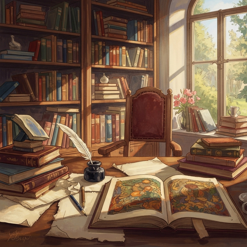 Abstract Impressionism in Study Literature Room Abstract Impressionism in Study Literature Room