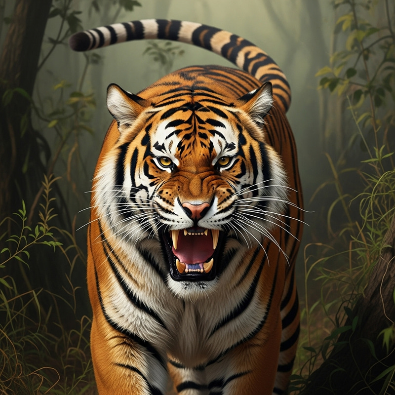 Angry Tiger - Powerful Presence in the Wild