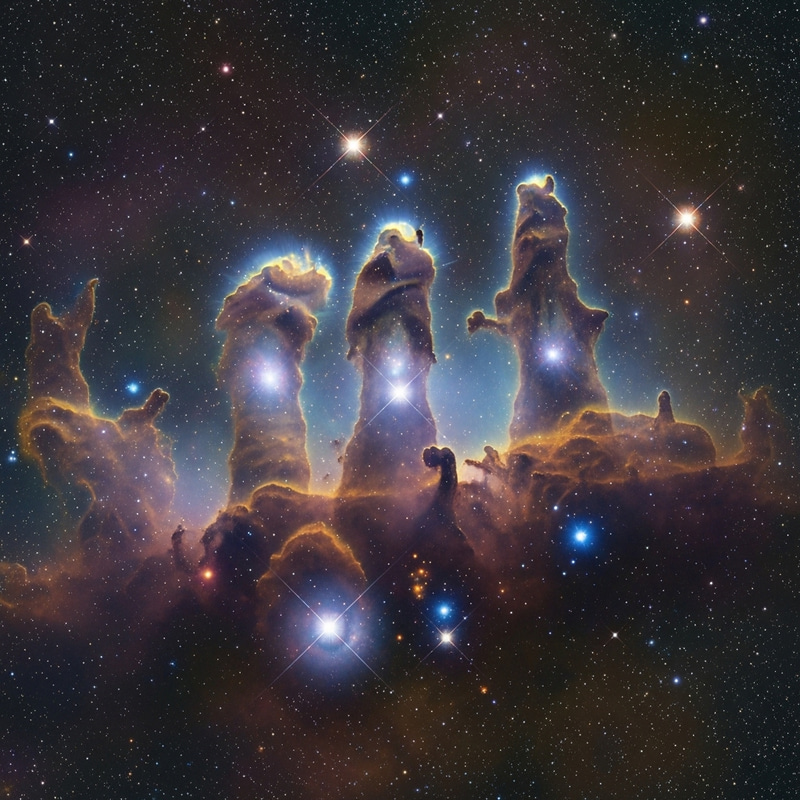 Pillars of Creation in Eagle Nebula: Majestic Cosmic Sculptures