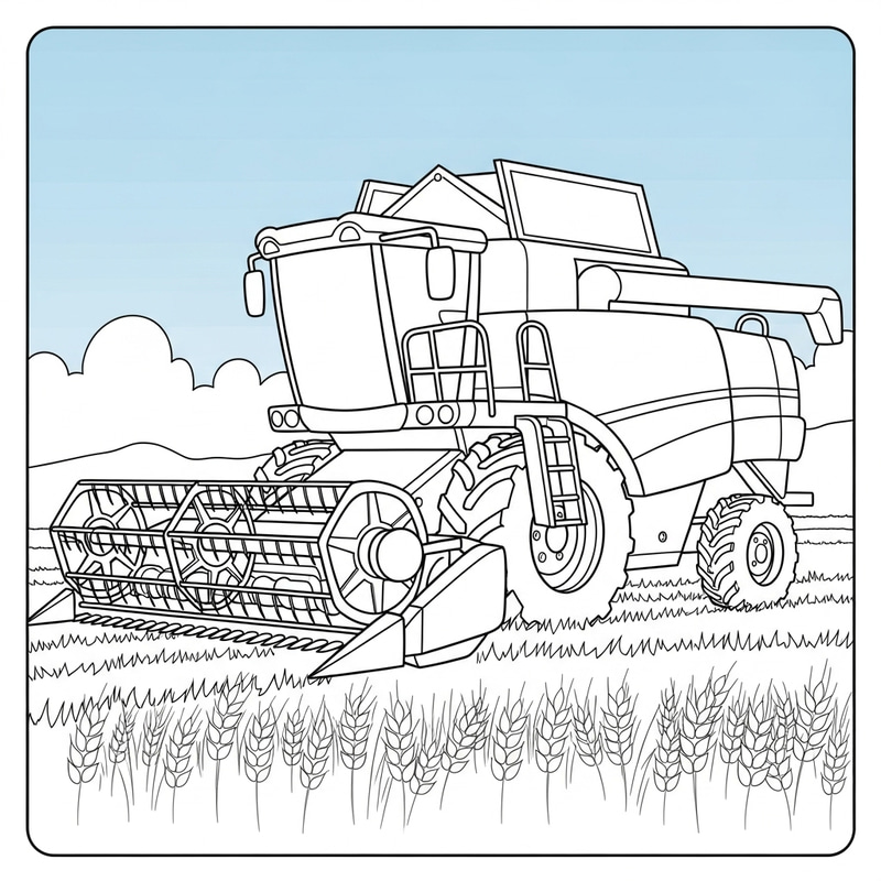 Child-Friendly Combine Harvester Coloring Page for Toddlers