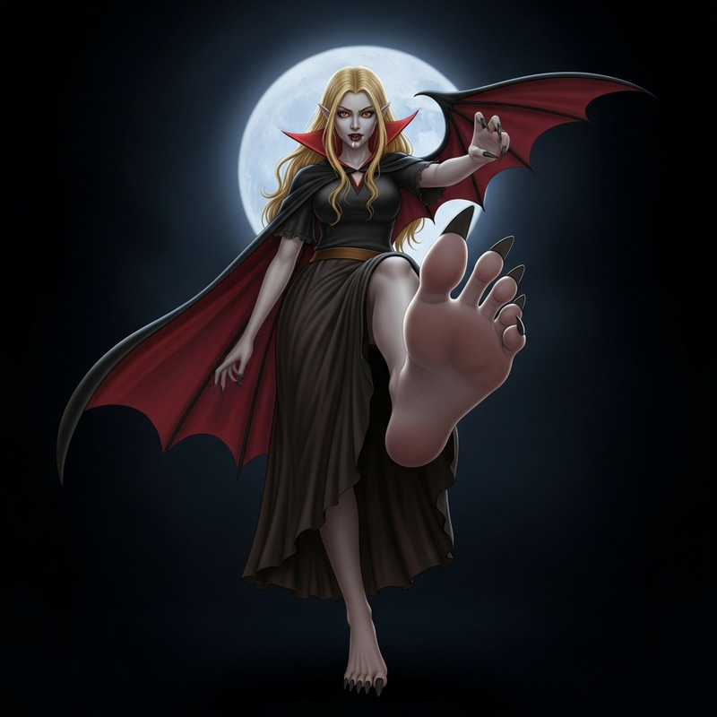 Vampire Girl with Golden Hair | Dynamic Posture, Long Toenails Vampire Girl with Golden Hair | Dynamic Posture, Long Toenails