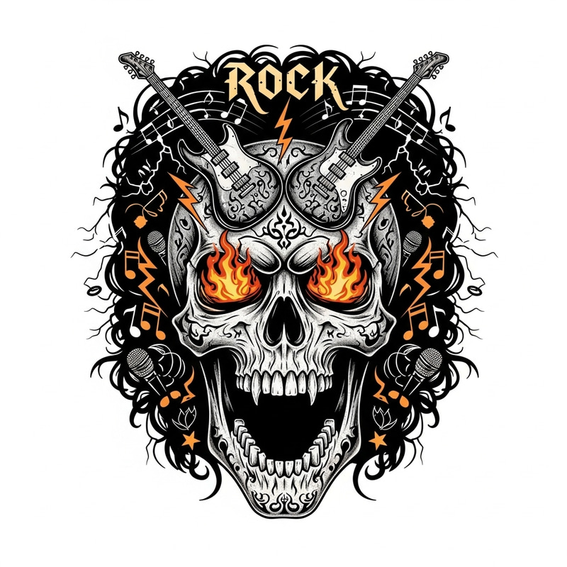 Rock Singer Skull Image: Mortality & Defiance Representation Rock Singer Skull Image: Mortality & Defiance Representation