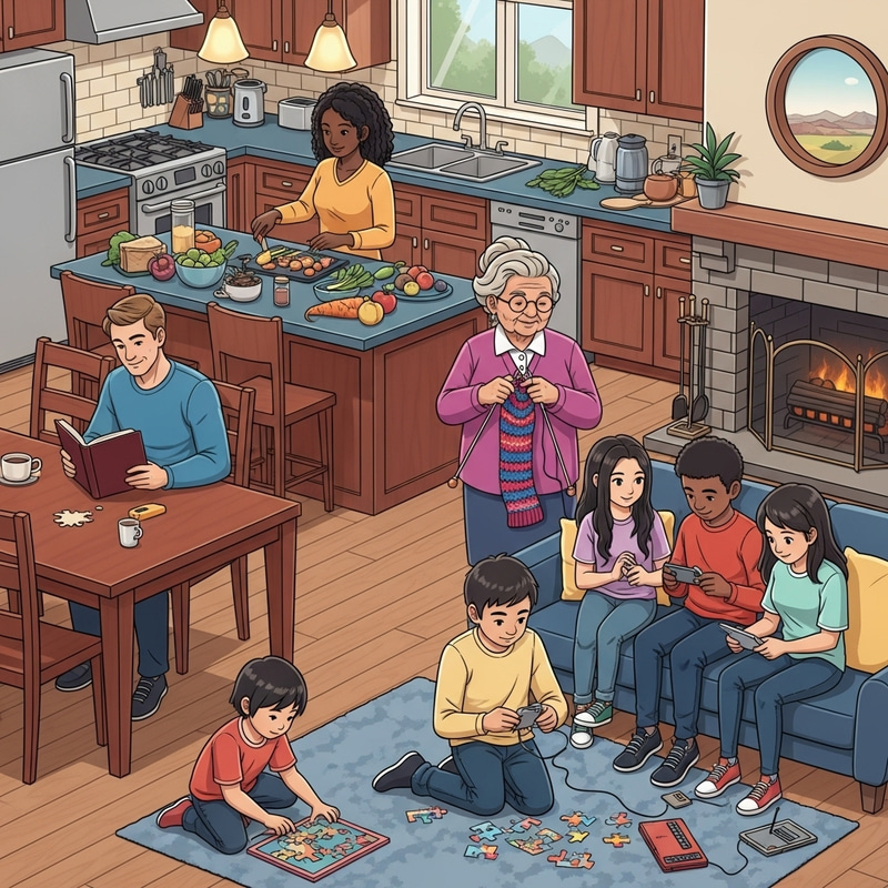 Diverse Home Scene: A Warm Family Gathering